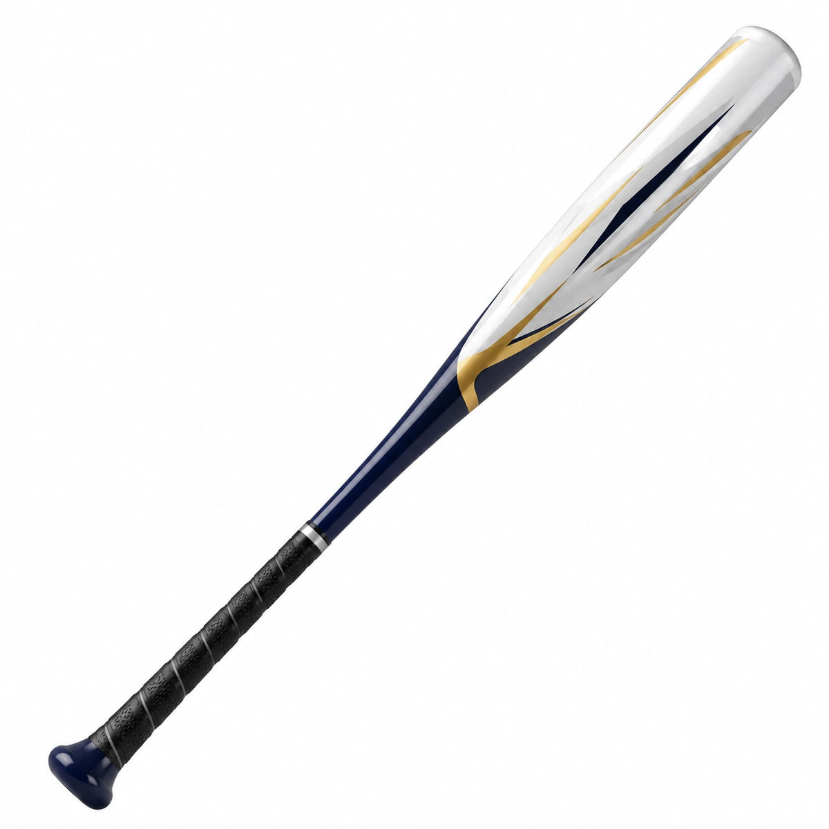 Bate de béisbol 86 cm blanco y azul con empuñadura antideslizante