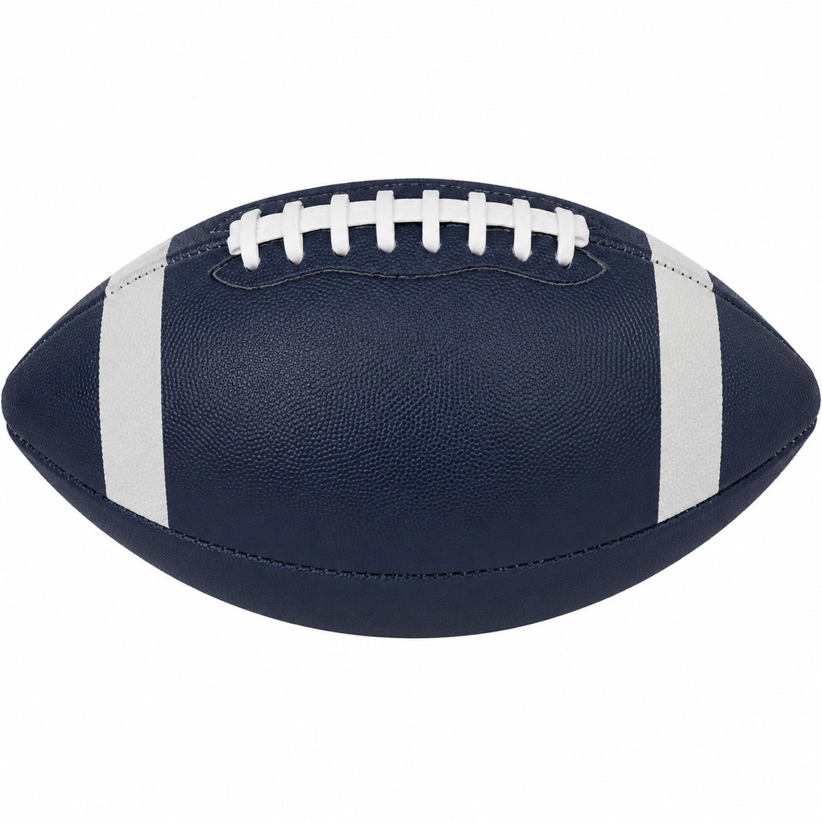 Balón de fútbol americano azul marino con líneas blancas
