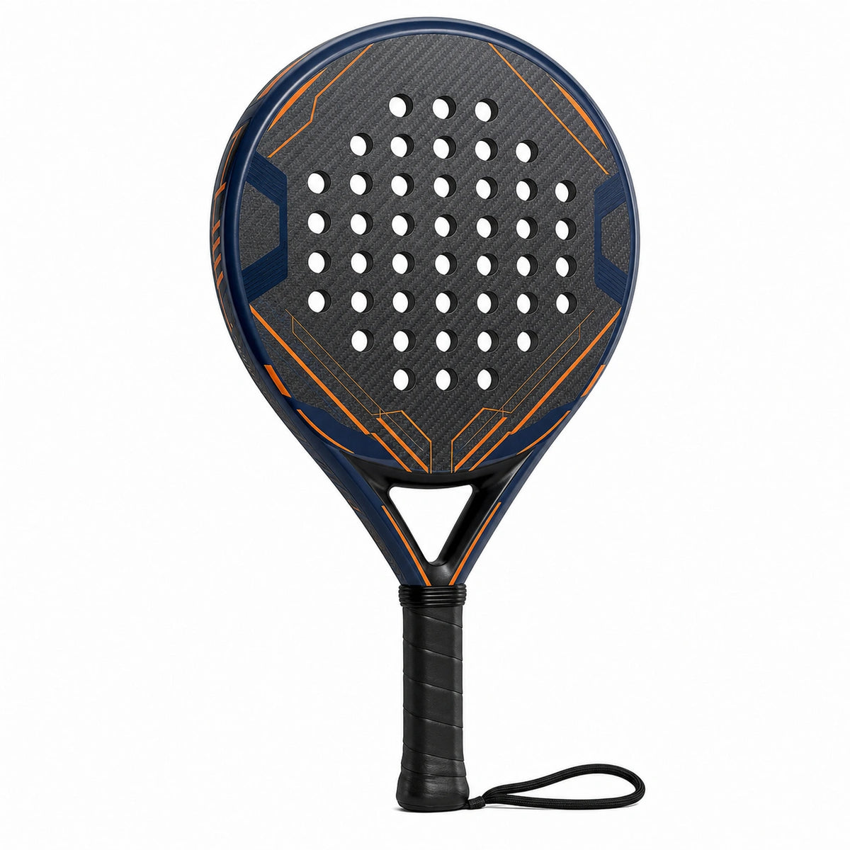 Pala de pádel azul y negro para jugadores avanzados