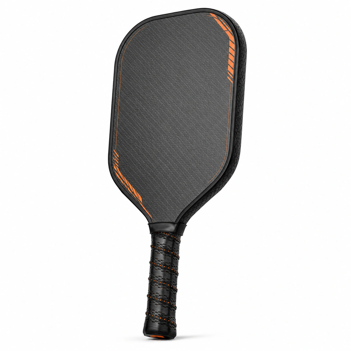 Pala de Pickleball Negra y Naranja con Diseño Aerodinámico