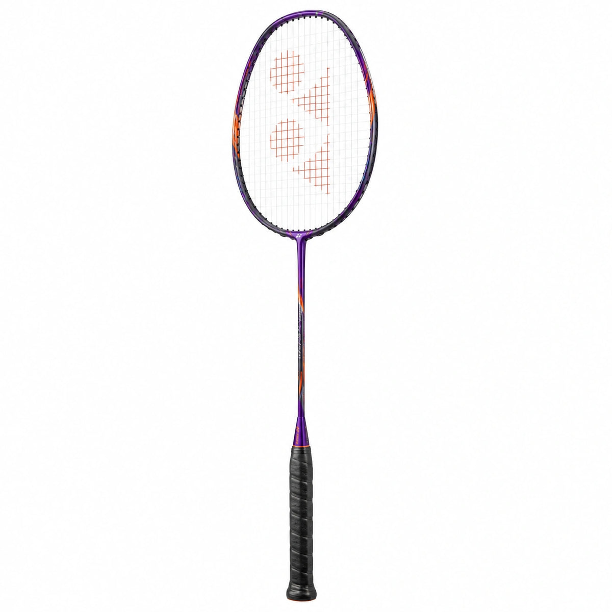 Raqueta de bádminton ligera color púrpura y naranja