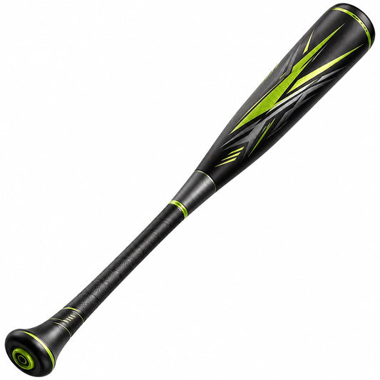 Bate de béisbol negro y verde con diseño aerodinámico