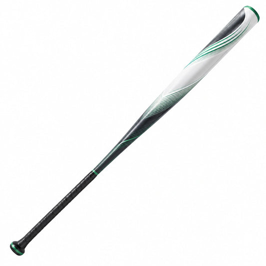 Bate de béisbol ergonómico verde y blanco para adultos