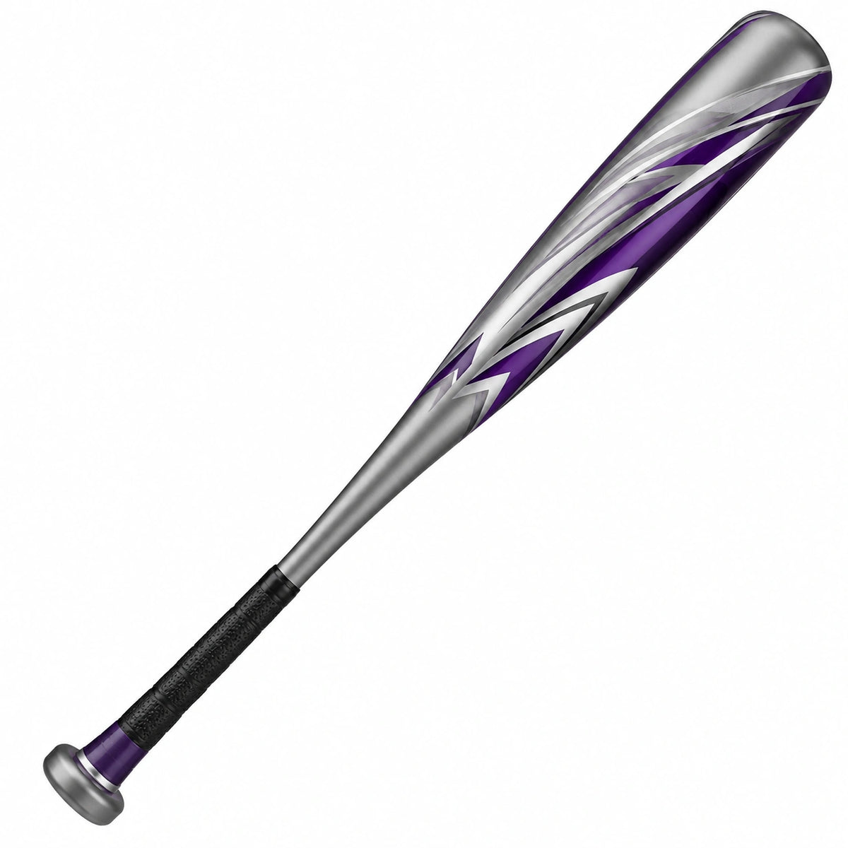 Bate de béisbol de aluminio para adultos color plata y morado