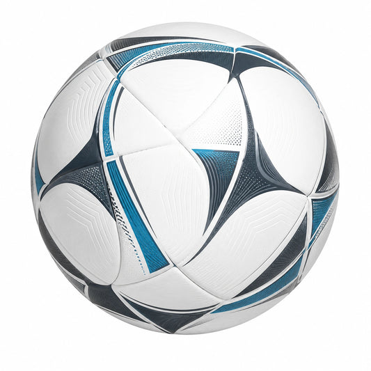 Balón de Fútbol Blanco y Azul con Diseño Aerodinámico
