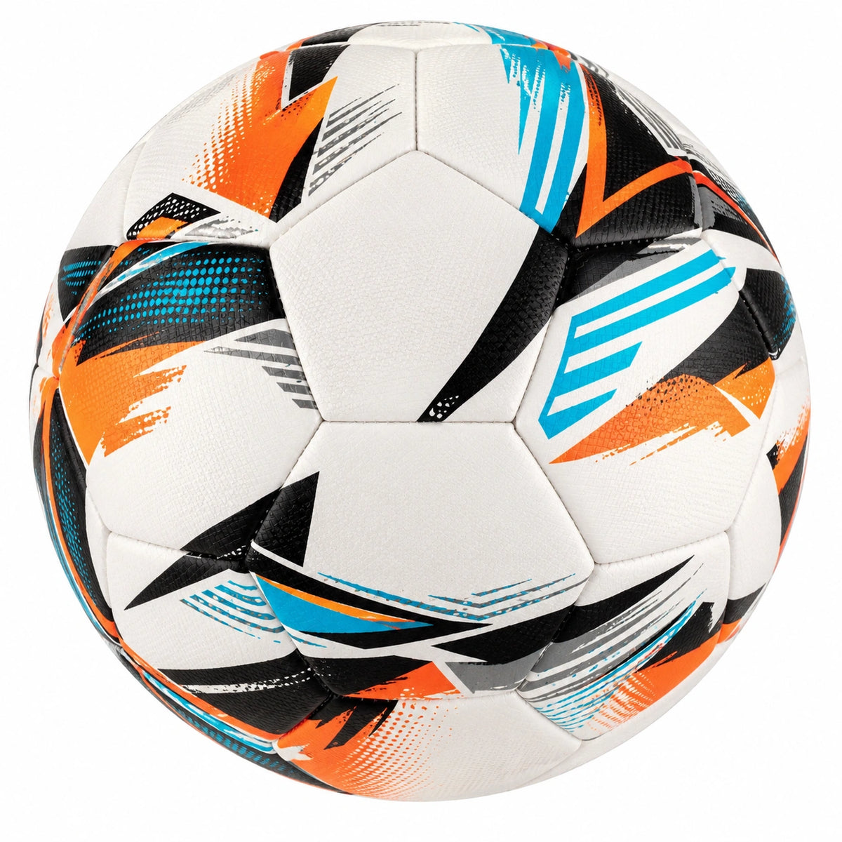 Balón de fútbol de entrenamiento blanco con diseño multicolor