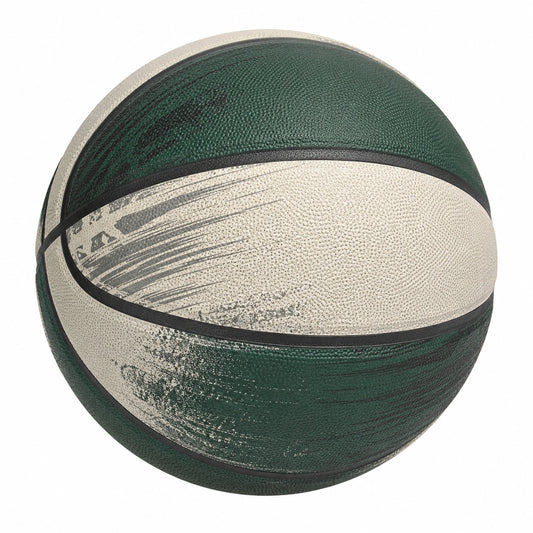 Balón de baloncesto bicolor verde y beige 24 cm para exterior e interior