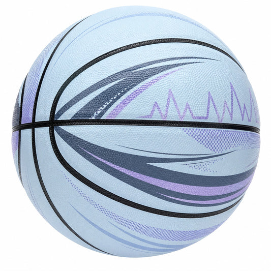 Balón de baloncesto azul y violeta para exteriores e interiores