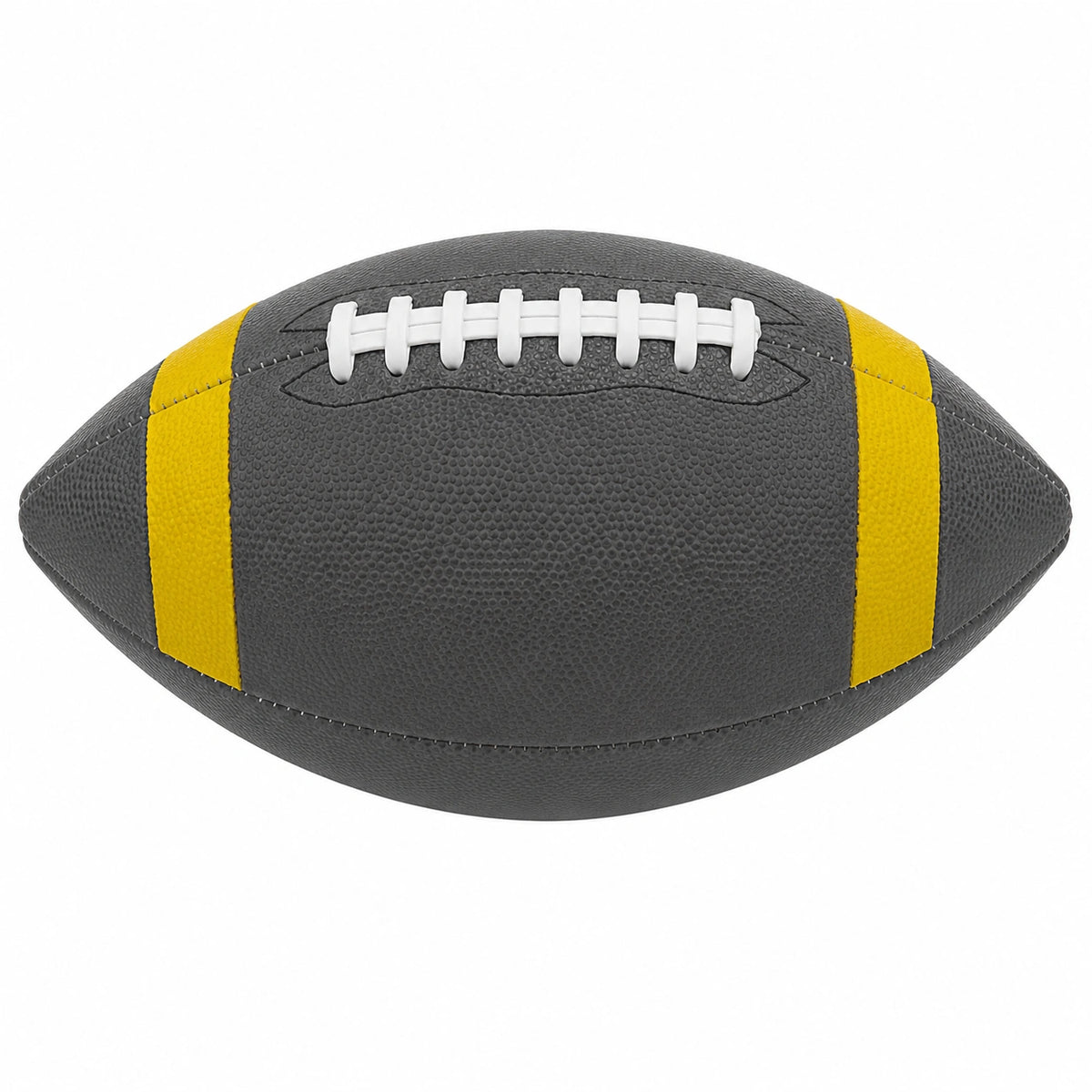 Balón de fútbol americano gris con bandas amarillas para entrenamientos