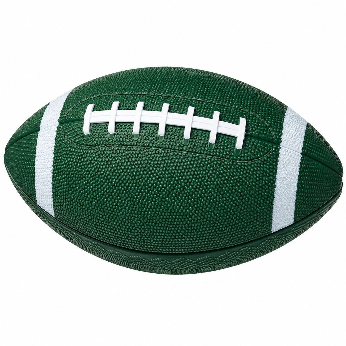 Balón de fútbol americano verde con costuras blancas