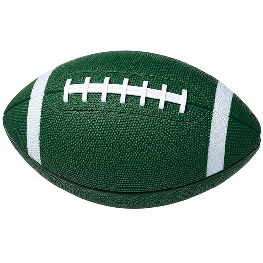 Balón de fútbol americano verde con costuras blancas