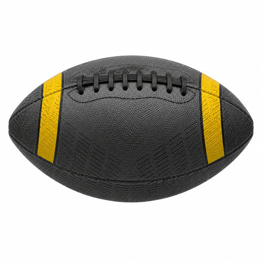 Balón de Fútbol Americano Negro con Rayas Amarillas