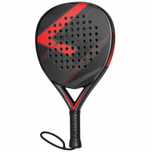 Pala de pádel perforada para adultos negro y rojo