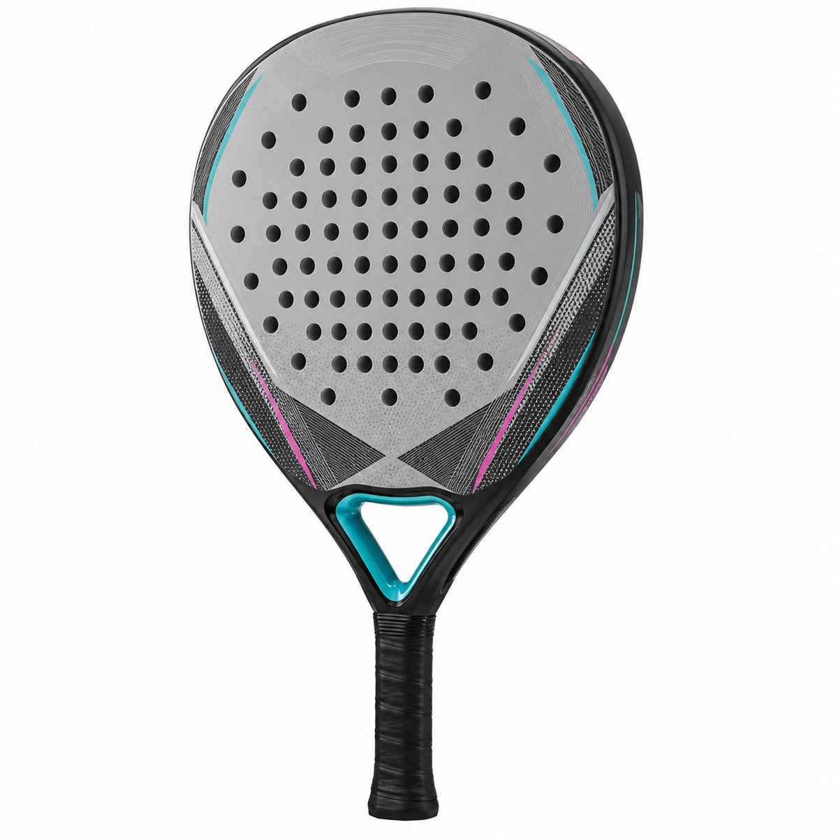 Pala de Pádel Gris y Negro con Agujeros y Mango Ergonómico