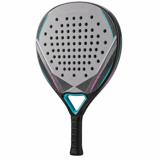 Pala de Pádel Gris y Negro con Agujeros y Mango Ergonómico