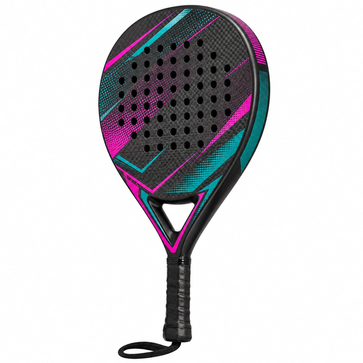 Pala de pádel con diseño moderno - Negro, Rosa y Turquesa