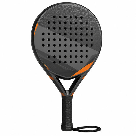 Pala de pádel de color negro y naranja con control excelente