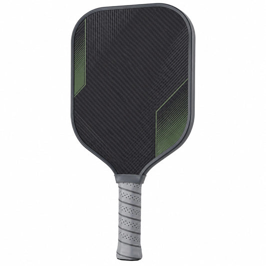 Pala de Pickleball Negra con Detalles Verdes y Mango Antideslizante
