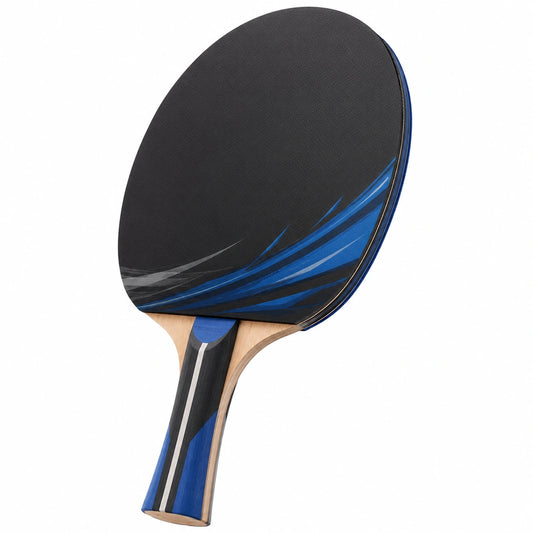 Pala de tenis de mesa ergonómica en negro y azul