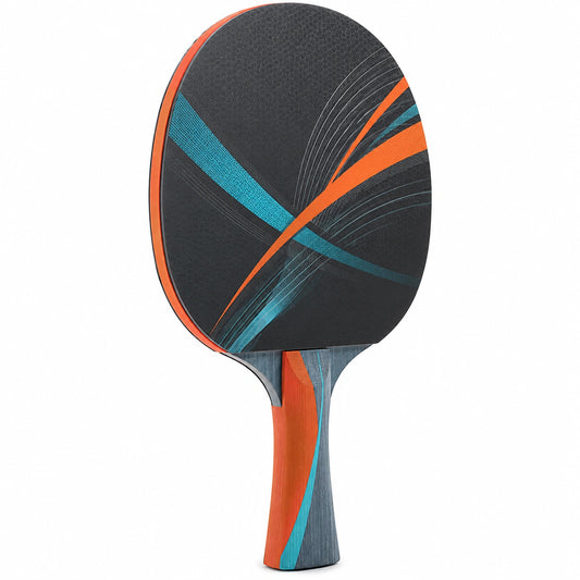 Pala de Tenis de Mesa Negra y Naranja Profesional con Mango Ergonómico