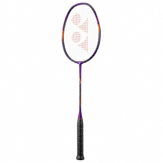 Raqueta de bádminton ligera color púrpura y naranja